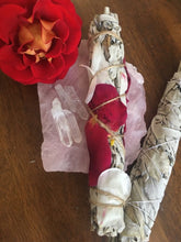 White Sage Smudge Stick with Rose Petals & Rosemary Sprigs from our garden