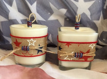 Patriotic July 4th Coconut Soy Wax Round and or Square Large Candle with 2 Krobo Beads