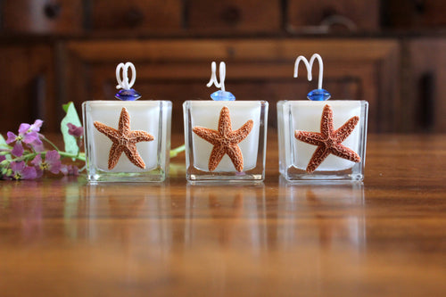 Natural Starfish Design, Square Votive Candle (Set of 3)