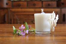 Sold - Natural Coral & Sand Dollar Design, Coconut Soy Round Candle, Pear Pomegranate Scent