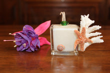 Sold - Natural Coral & Starfish Design, Coconut Soy Square Votive Candle, Cucumber Mint Scent