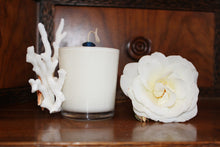 Sold - Natural Coral & Starfish Design, Coconut Soy Round Candle, Pear Pomegranate Scent