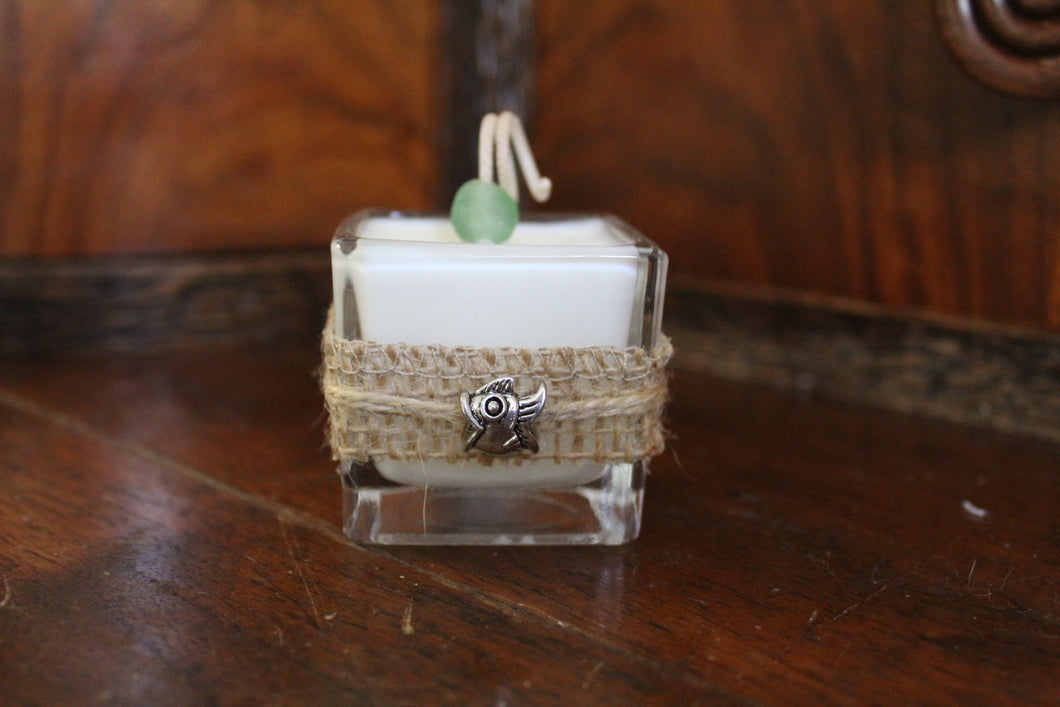 Fish Charm ~ Coconut Soy Wax Square Votive Candle