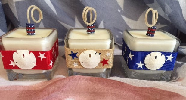Patriotic July 4th Coconut Soy Wax Square Votive Candle