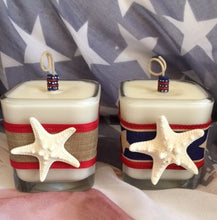 Patriotic July 4th Coconut Soy Wax Square Large Candle