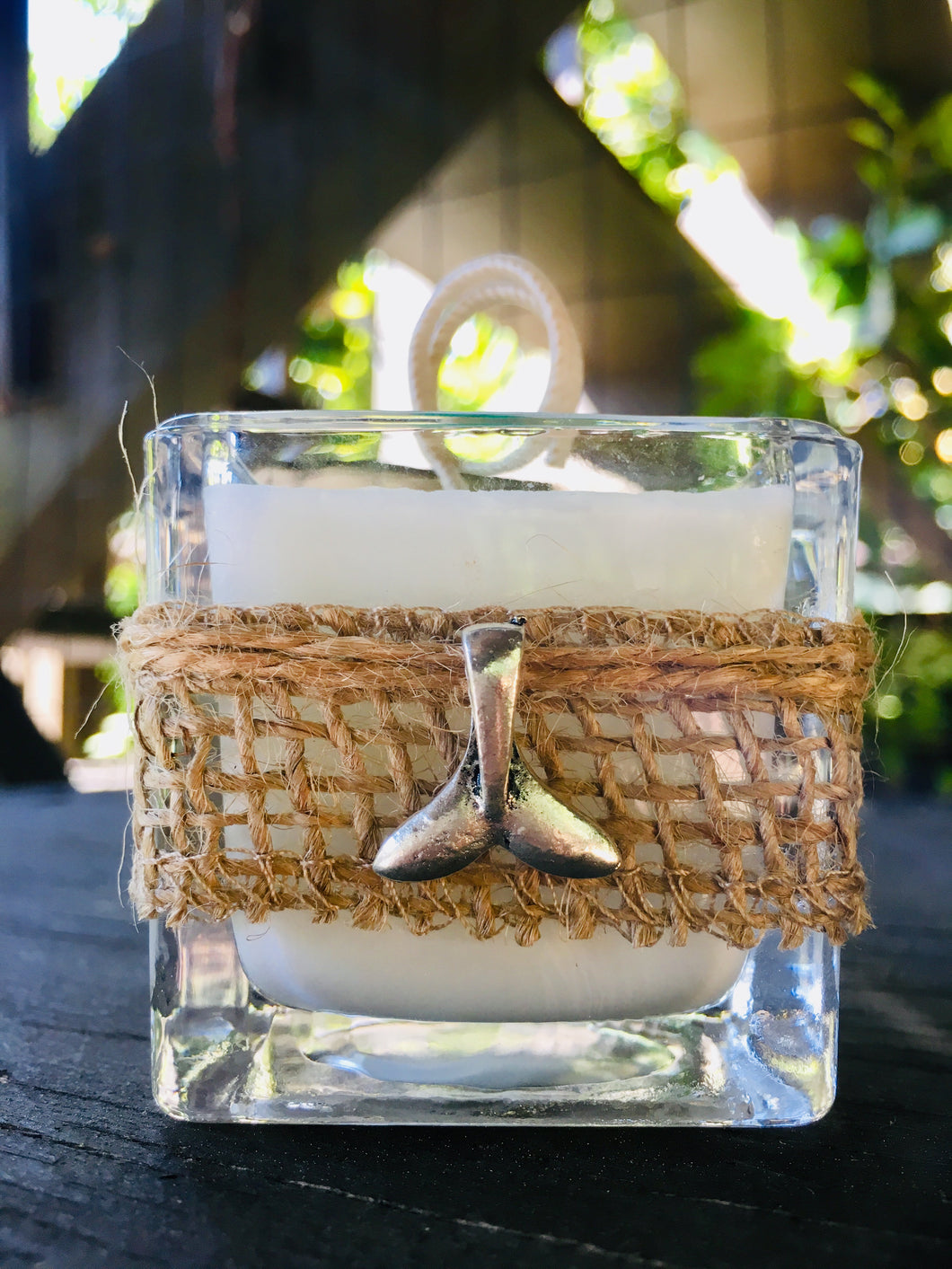 Whale Tail Charm ~ Coconut Soy Wax Square Votive Candle