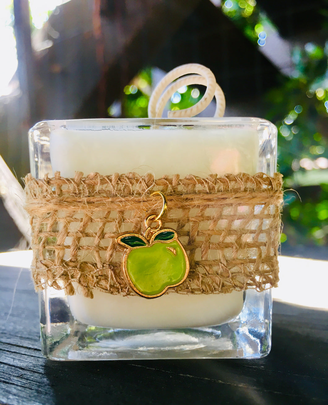 Apple (Green) Charm ~ Coconut Soy Square Votive Candle