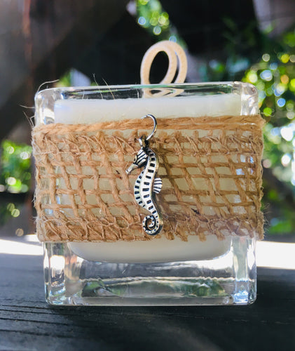 Seahorse Hanging Charm ~ Coconut Soy Square Votive Candle