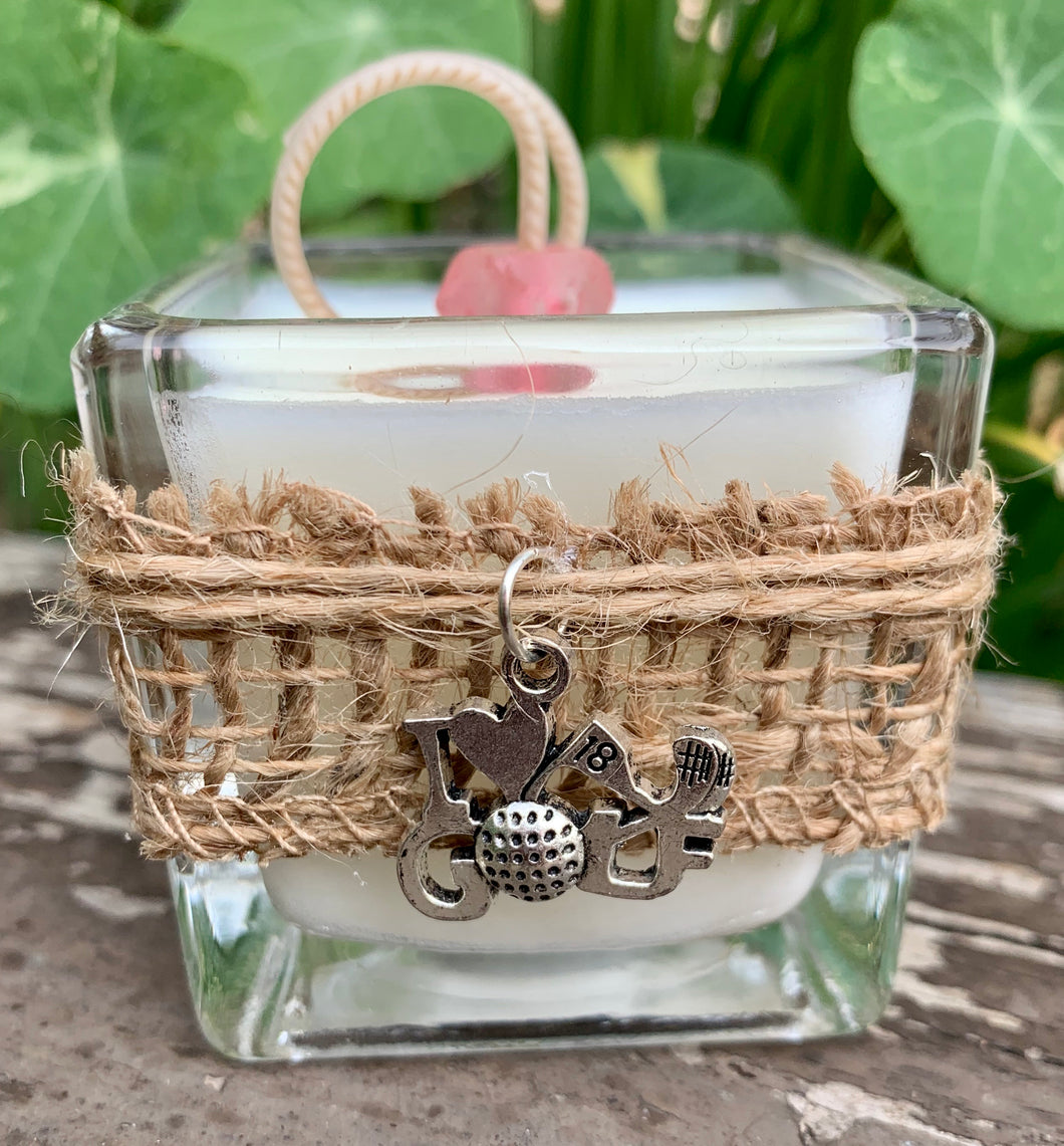 I Love Golf Charm ~ Coconut Soy Wax Votive Square Candle