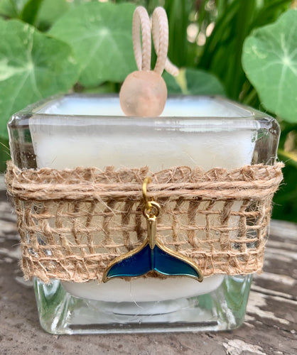 Whale Tail Gold Enamel Charm ~ Coconut Soy Wax Votive Square Candle