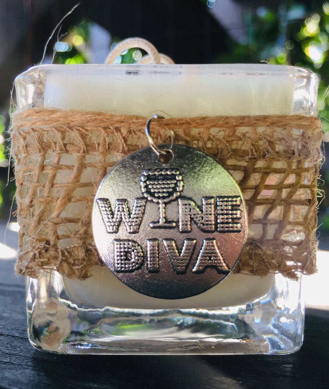 Wine Diva Charm ~ Coconut Soy Square Votive Candle