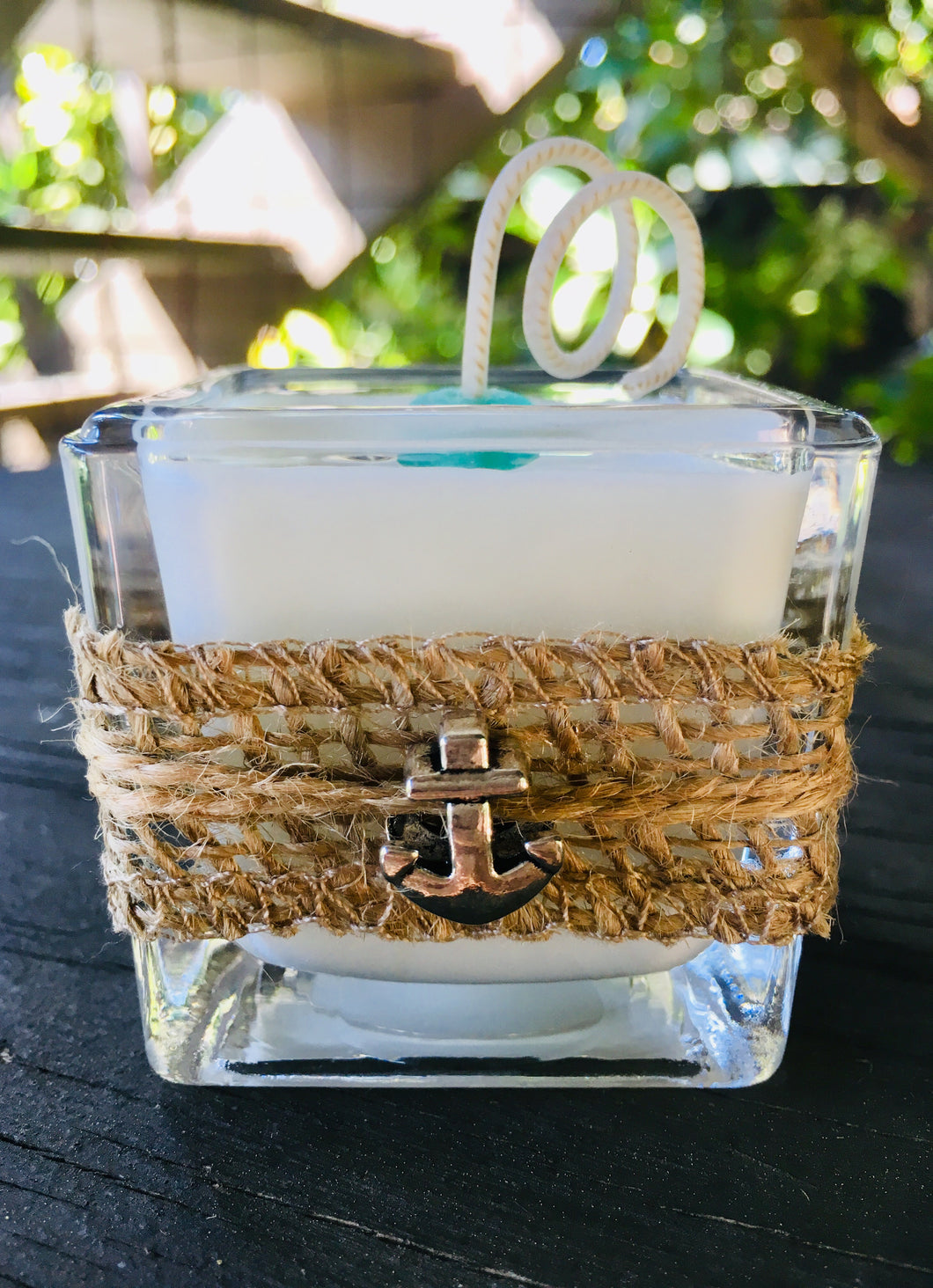 Anchor Charm ~ Coconut Soy Wax Square Votive Candle