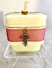 Cross Charm Holiday Coconut Soy Wax Candle ~ Large Square