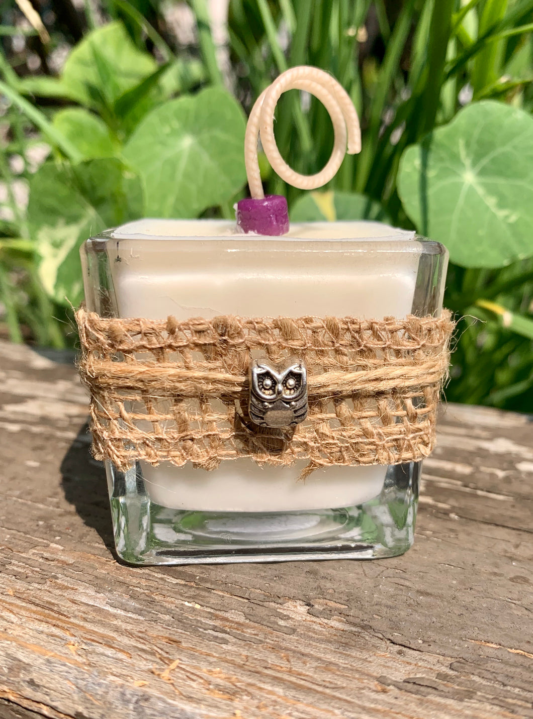 Owl Charm ~ Coconut Soy Wax Votive Square Candle